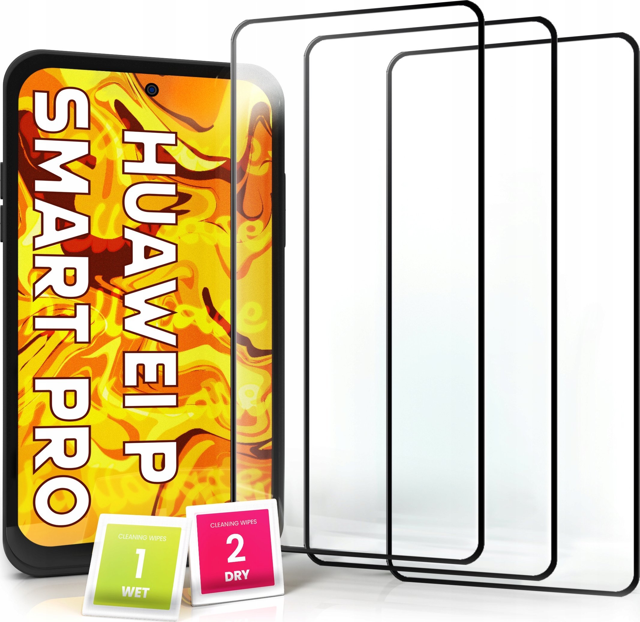 Hello Case 3-PAK Szkło Hartowane do Huawei P Smart Pro (na cały ekran,9H, ochronne 5D)
