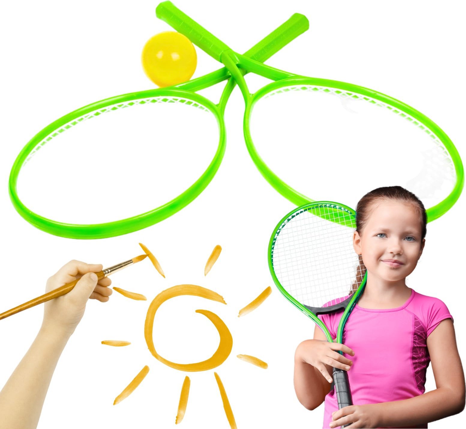 Technok ZESTAW DO BADMINTONA TENISA DLA DZIECI RAKIETKI PIŁKA