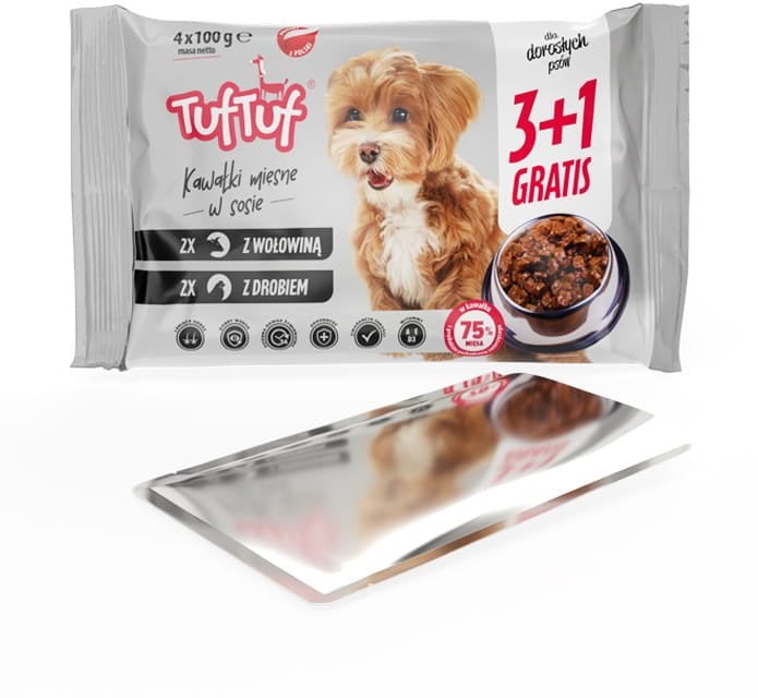 Tuf Tuf saszetki dla psa 4x100g - 2x drób, 2x wołowina 4 x 100g