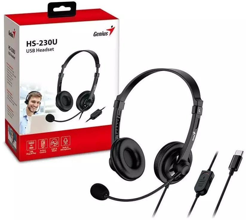 Słuchawki Genius słuchawki HS-230U, USB-C, 2.4m, czarny