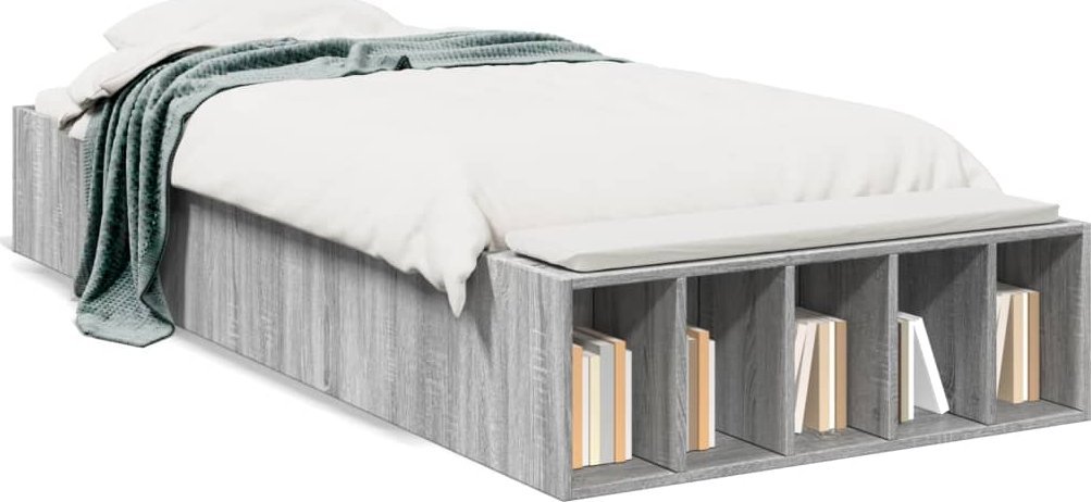 Rama łóżka, szary dąb sonoma, 75x190cm, materiał drewnopochodny