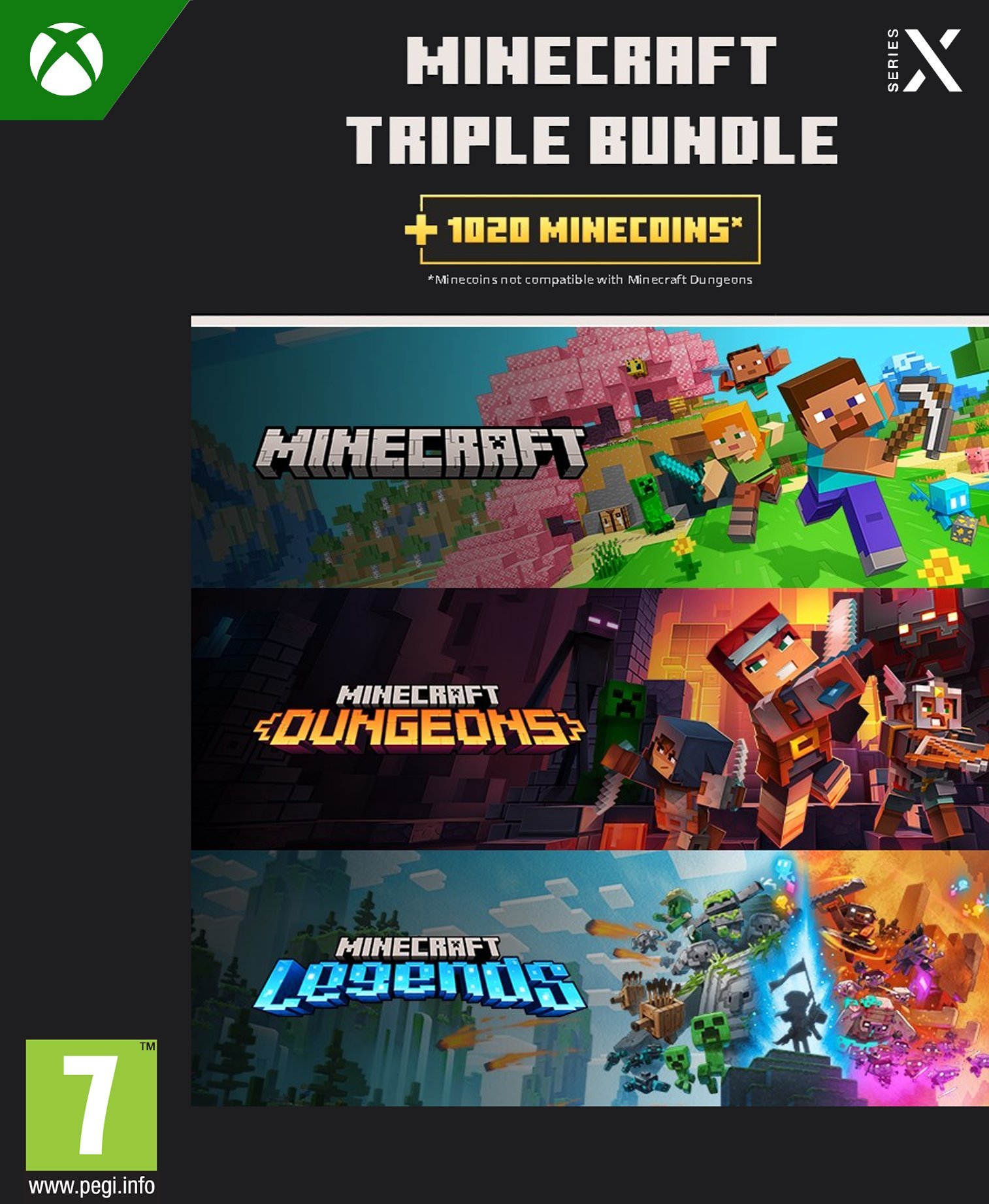 MS ESD Minecraft Triple Bundle Xbox XXS ML