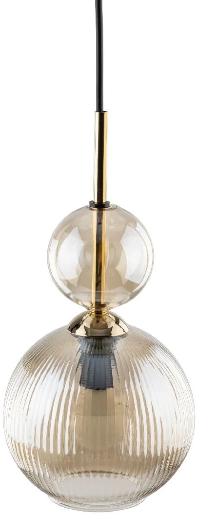 Glamour zwisająca lampa Sophia Cognac 11040 ryflowana brązowy