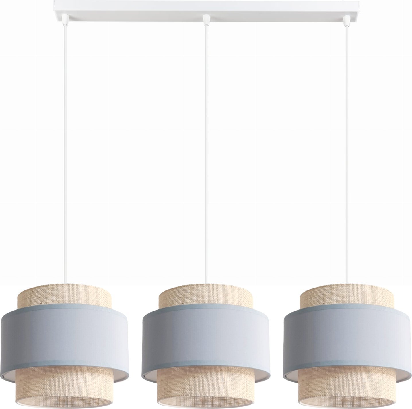 Lampa wisząca Solar Lampa wisząca sufitowa żyrandol BOHO len i szary 3 żarówki