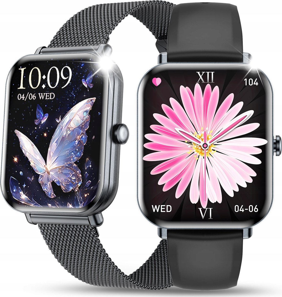 SMARTWATCH ZEGAREK DAMSKI POLSKIE MENU CIŚNIENIE ROZMOWY PULS SPORT 2paski