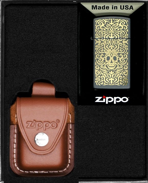 Zestaw ZIPPO Zapalniczka SKULL DESIGN SLIM Prezentowy No2