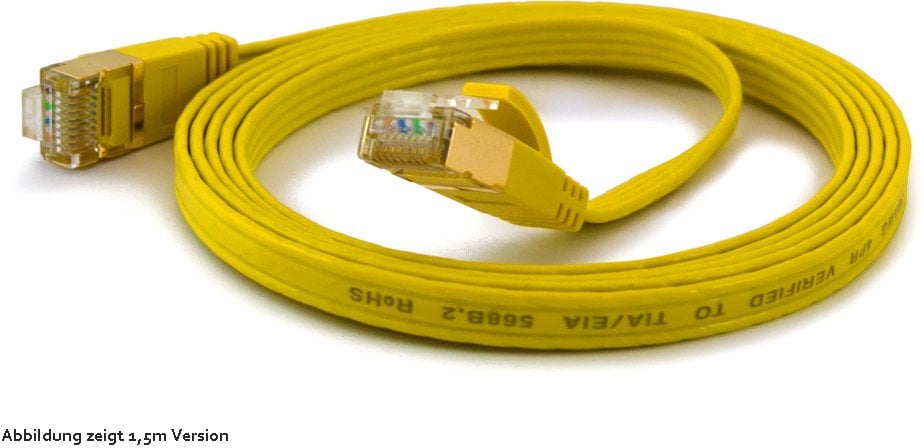 Wantec Wantec flates CAT6A FTP Patch Cable - 5 m - Cat6a - F/UTP (FTP) - RJ- 45 - RJ- 45 - yellow (7065)