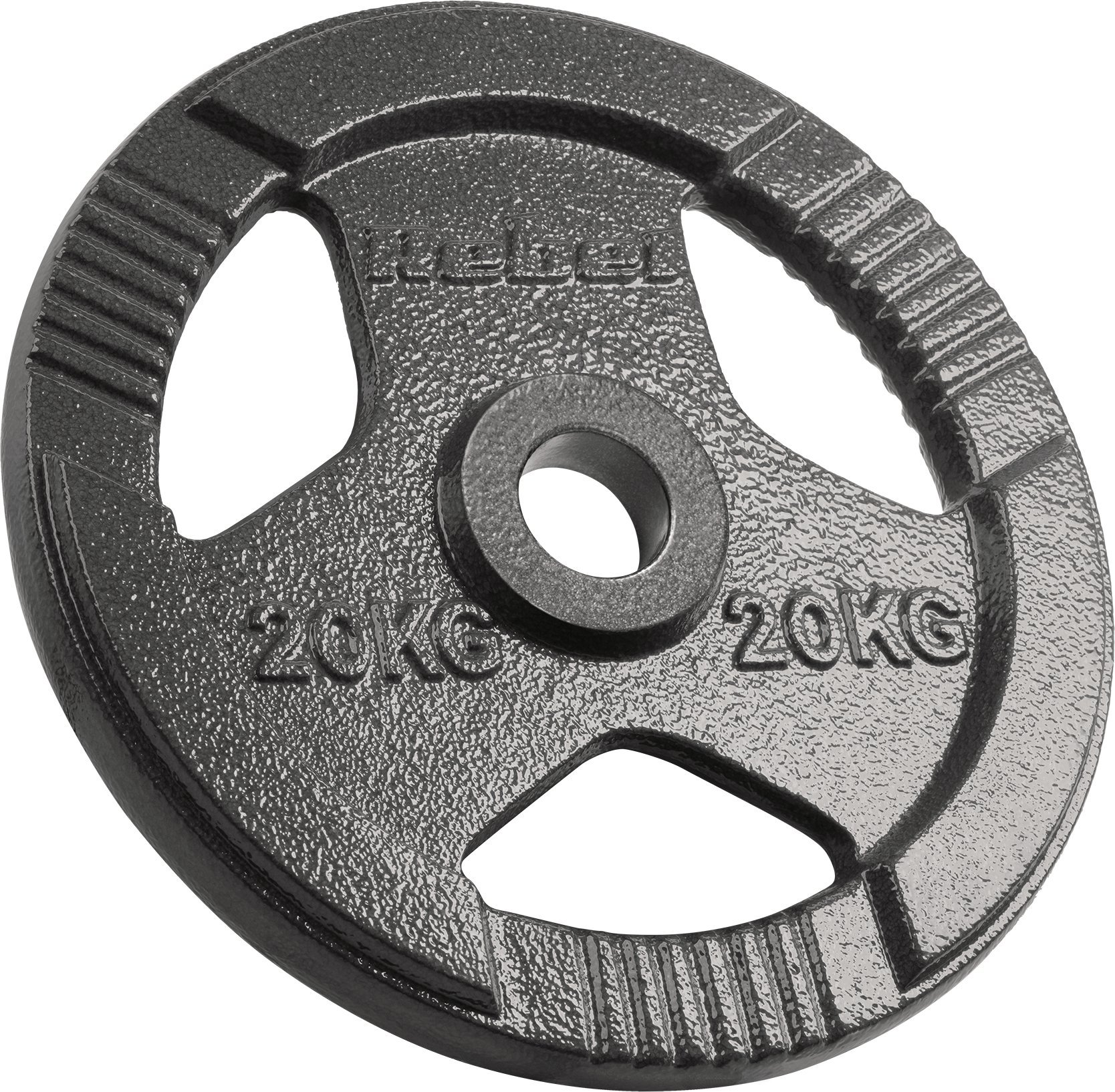 Obciążenie żeliwne olimpijskie 20kg, otwór 51mm, talerz z uchwytami, REBEL ACTIVE