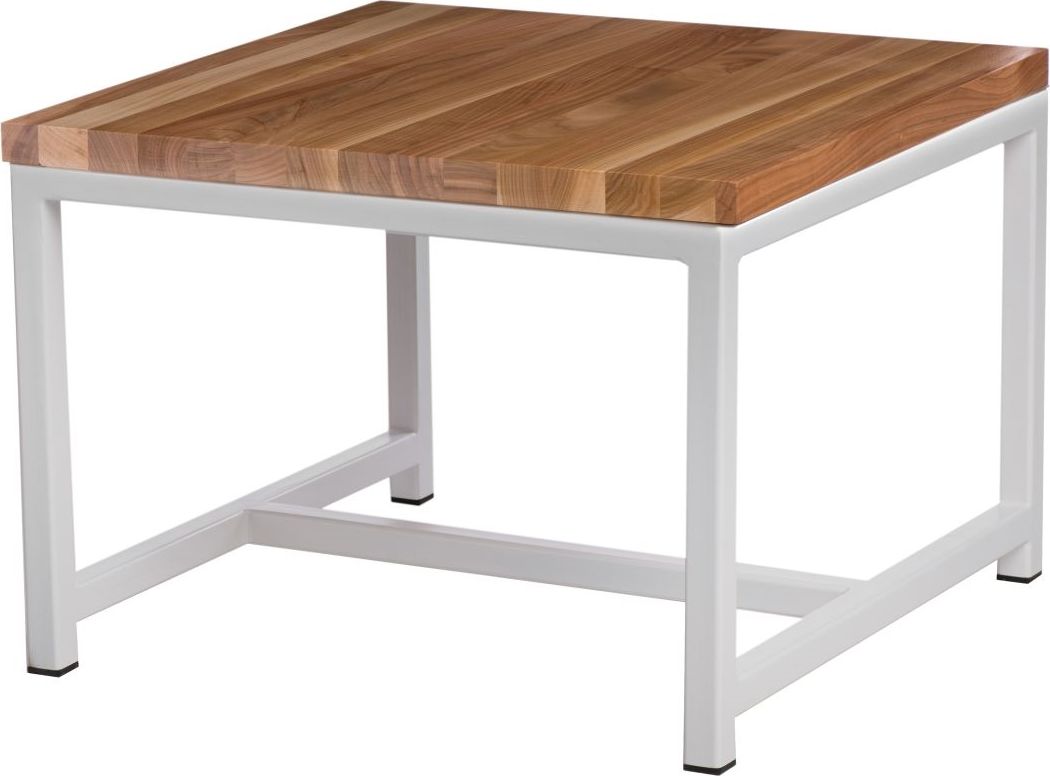 Maduu Studio Stolik Industry biały prof. 30mm blat lakierowany z czereśni naturalny 45x45