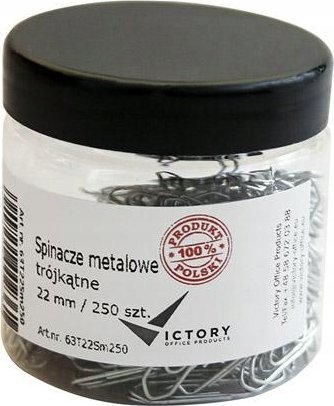 Victory Office Product SPINACZE BIUROWE VICTORY OFFICE 22MM 250 SZT. TRÓJKĄTNE SŁOIK MAŁY