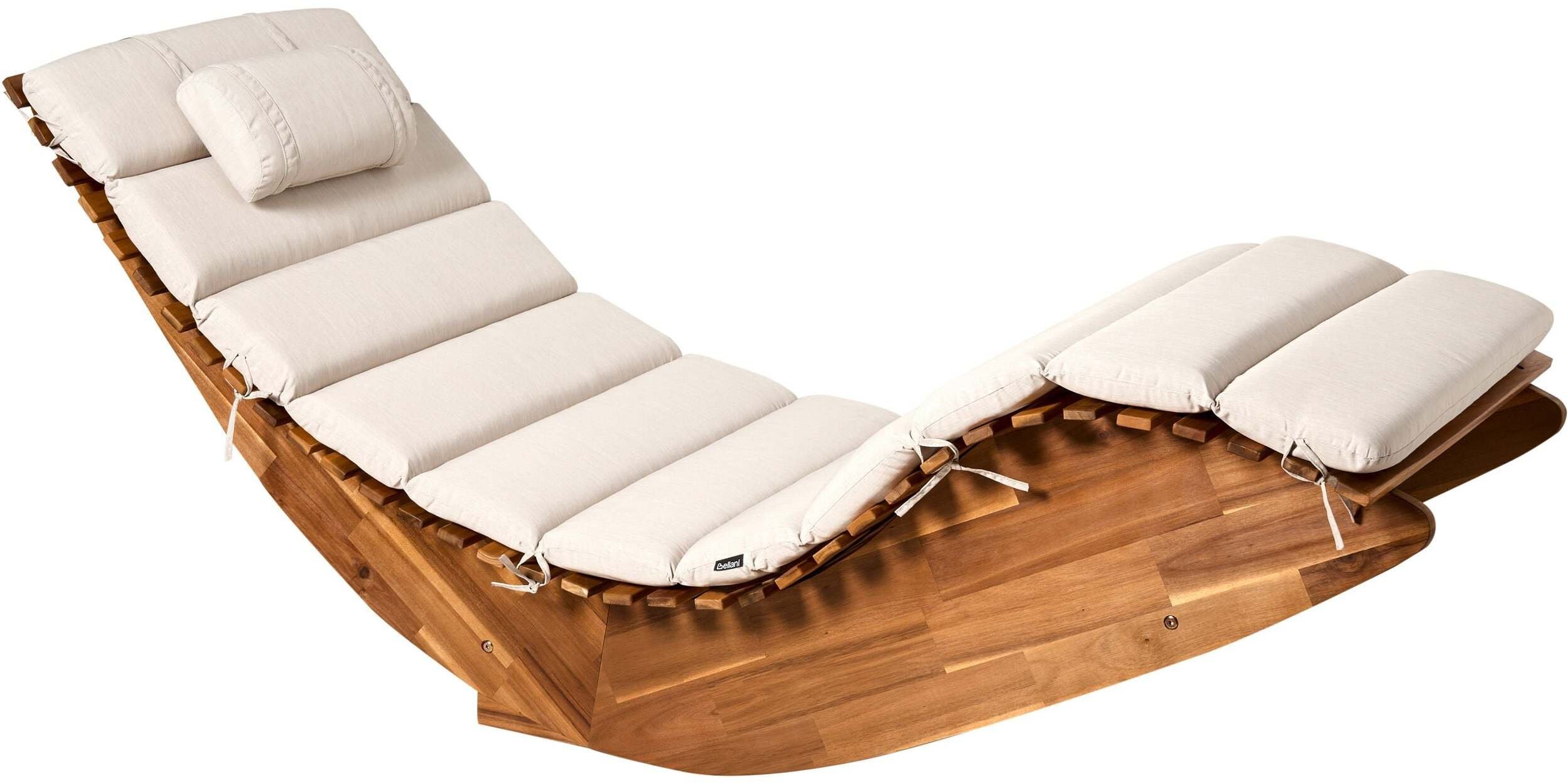 Leżak ogrodowy z poduszką BRESCIA PREMIUM Drewno akacjowe Jasnobeżowy