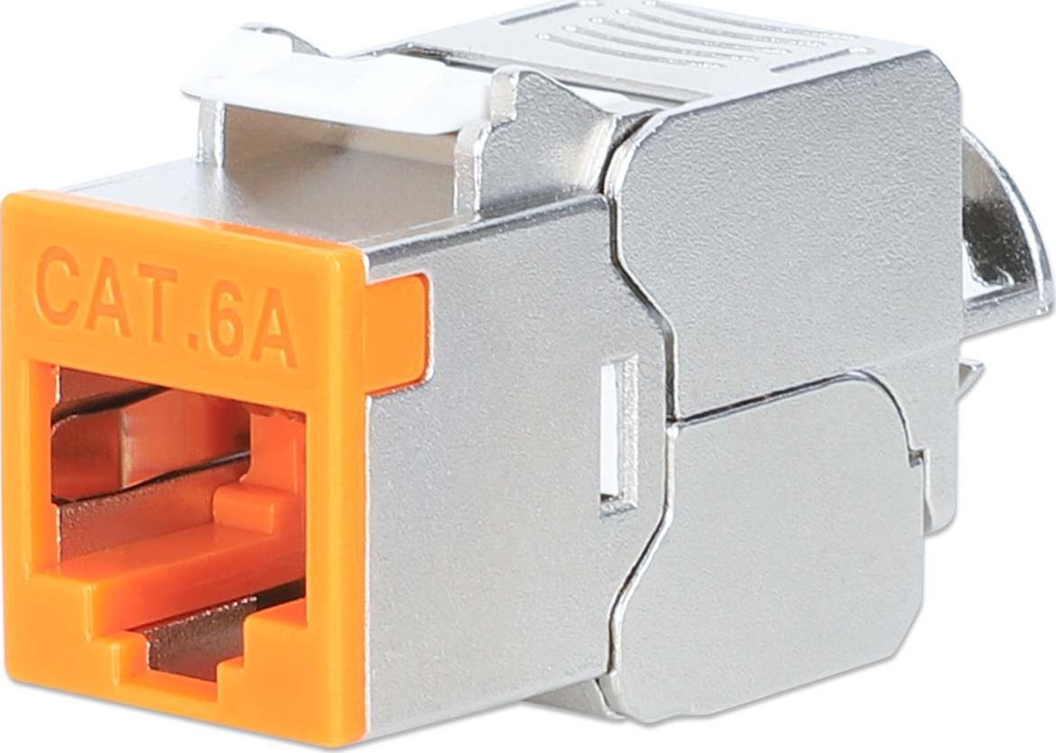 Intellinet Network Solutions INTELLINET Cat6a 10G Slimline Keystone-Modul STP werkzeuglos mit Rastclip f�r Massivdraht vergoldete Kontakte Metallgeh�u