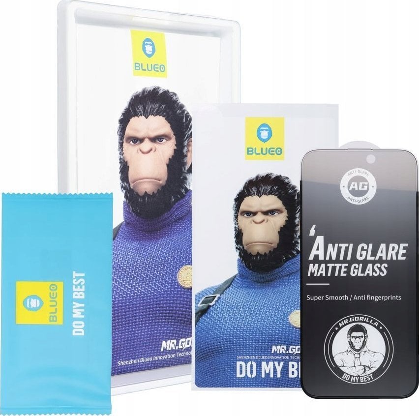 Blueo Szkło Hartowane 5D Mr. Monkey Glass - Apple iPhone 16 Pro czarny (Strong Matte)