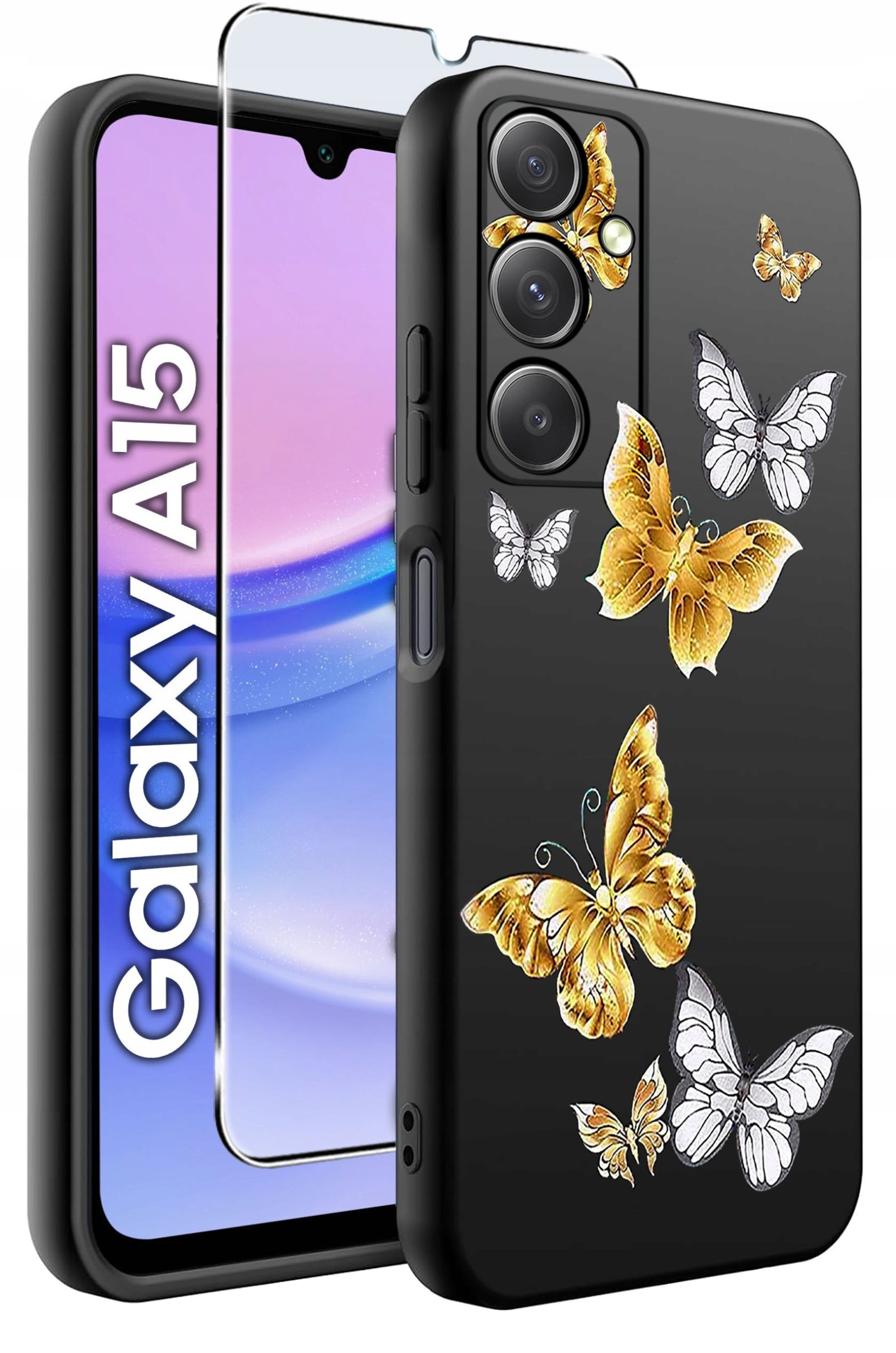 ETUI do Samsung A15 4G | 15 5G WZORY | SILIKONOWE MATT CASE + SZKŁO 9H