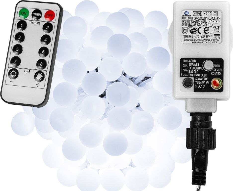 VOLTRONIC Oświetlenie imprezowe - 20 m, 200 LED, zimna biel + pilot