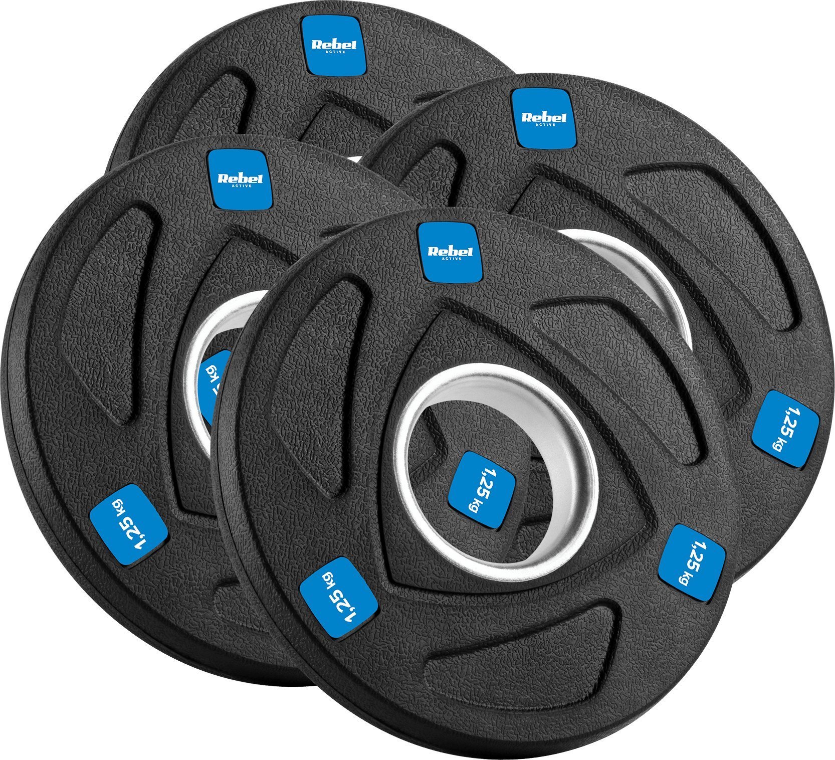 Rebel Zestaw obciążeń żeliwnych gumowanych 4x1.25kg, otwór olimpijski 51mm, REBEL ACTIVE