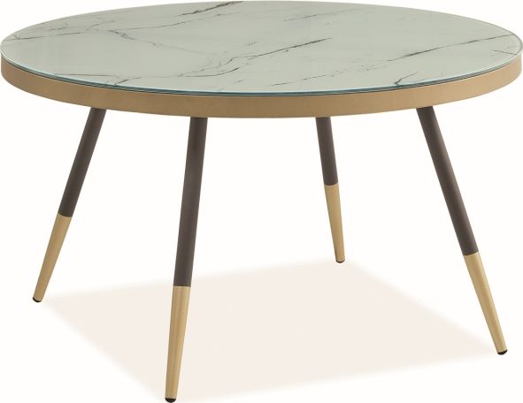 Signal Ława VEGA B biała/czarna szklana z efektem marmuru SIGNAL