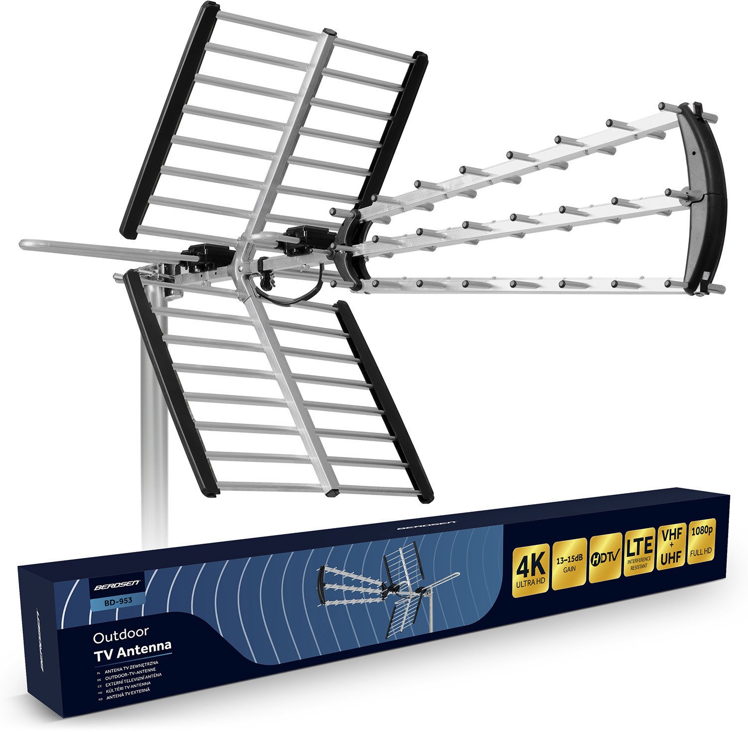 Antena RTV Berdsen Antena zewnętrzna kierunkowa TV ultra HD 4K BD-953