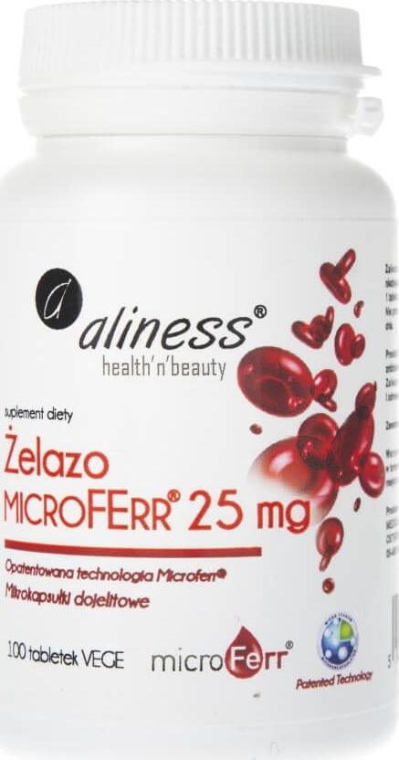 Aliness Aliness Żelazo organiczne MicroFerr 25 mg - 100 tabletek