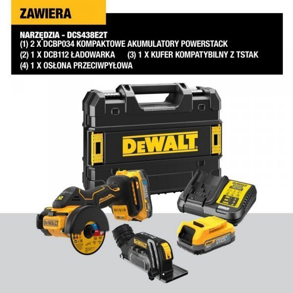 Dewalt PRZECINARKA 18V 76mm 2x1,7Ah POWERSTACK DCS438E2T