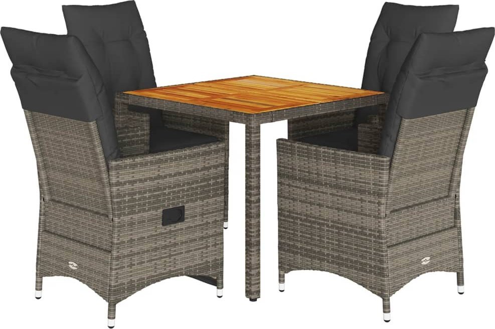 5-cz. zestaw mebli ogrodowych z poduszkami, szary, rattan PE