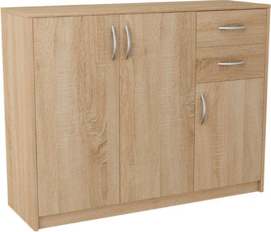 Komoda z szufladami, drzwiczkami, Classic, 110x35x85 cm, dąb sonoma, mat | TYLETEGOTU