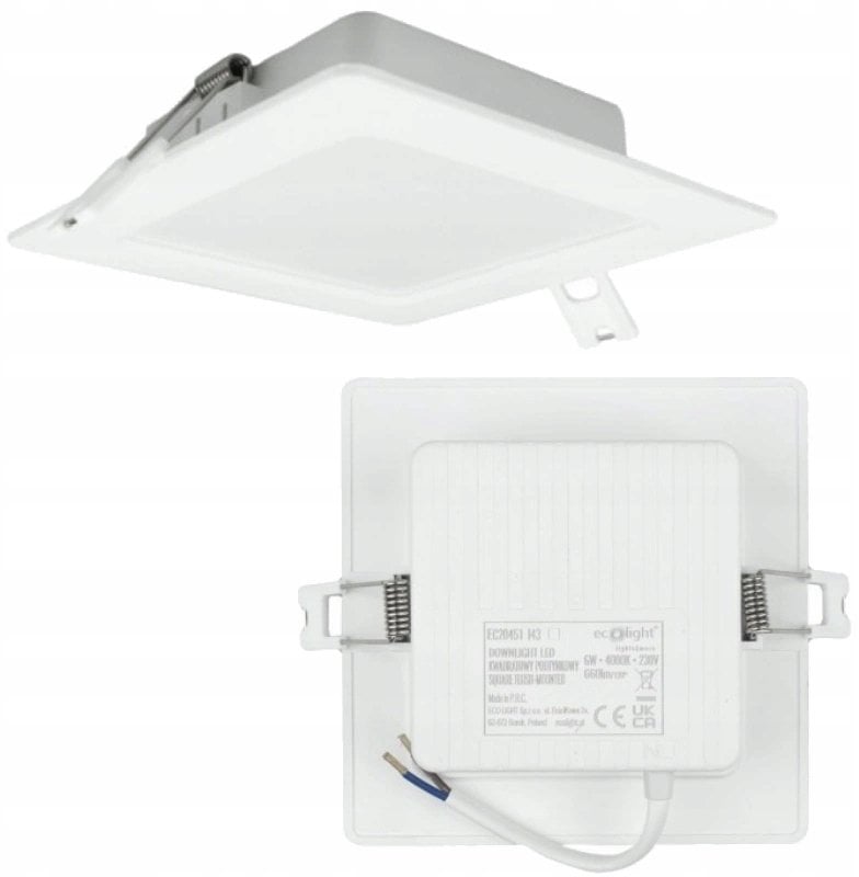 Oprawa downlight P/T kwadrat 6W 660lm 4000K IP20 biały DL-1 EC20451