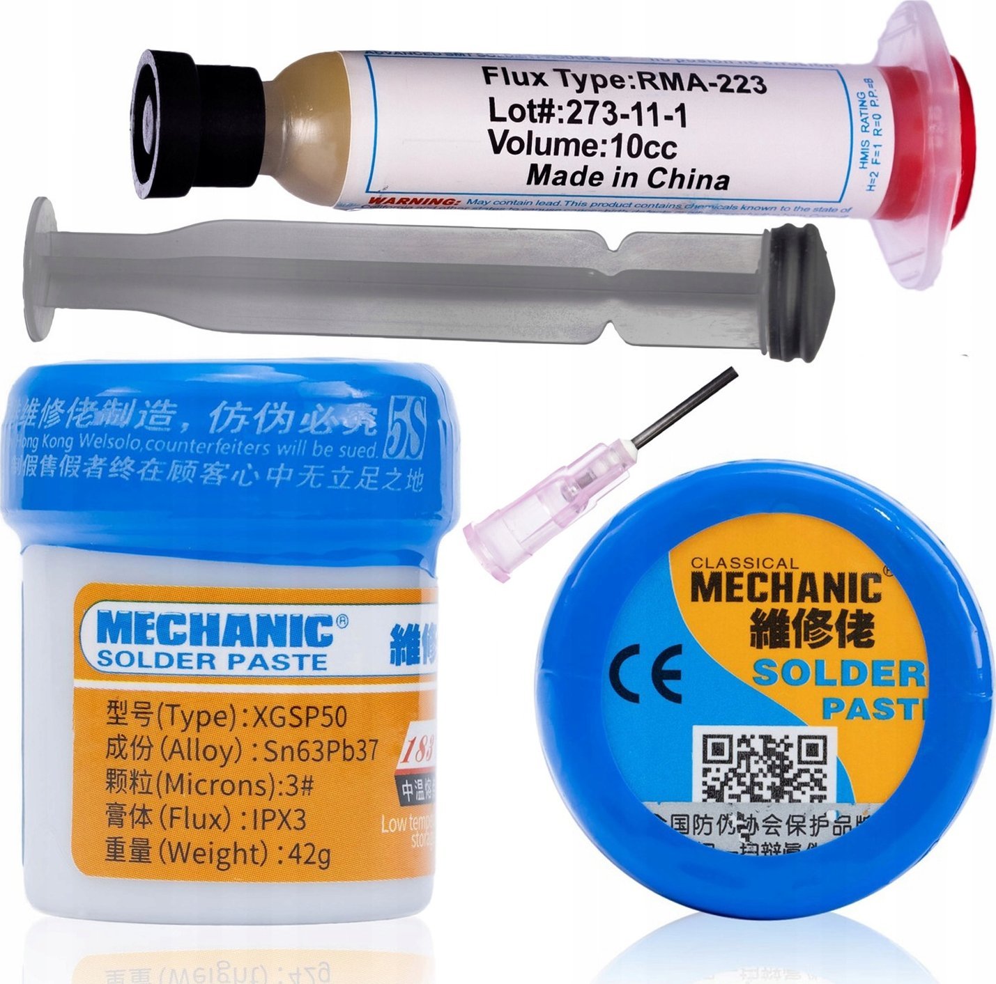 Rosfix PŁYNNA CYNA PASTA LUTOWNICZA XGSP50 TŁOCZEK IGŁA TOPNIK DO LUTOWANIA RMA223