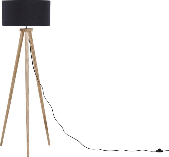 Lampa podłogowa Beliani Lampa podłogowa drewniana czarna NITRA