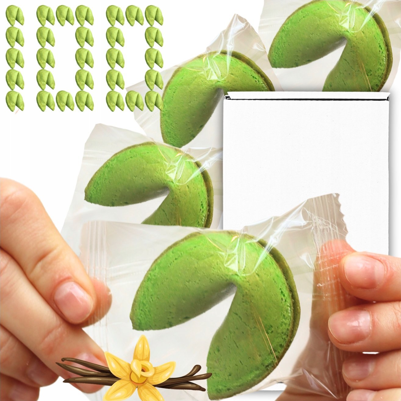 MagiaCiast CIASTECZKA Z WRÓŻBĄ Kolorowe Dziękuję dla Gości Zielone ŚLUB URODZINY 100