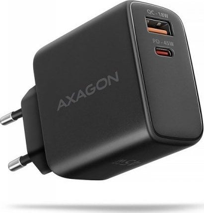 Ładowarka Axagon Ładowarka sieciowa ACU-PQ45 2-port QC3.0,4.0/AFC/FCP/PPS/Apple + PD type-C, 45W, Czarna