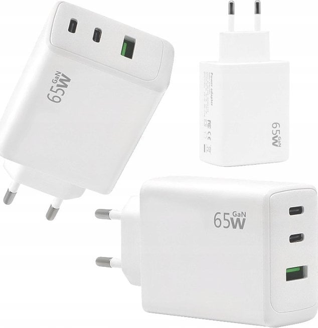 Ładowarka Usams ECOBOX ŁADOWARKA SIECIOWA PD 2xUSB-C 1xUSB 65W BIAŁA FAST CHARGE