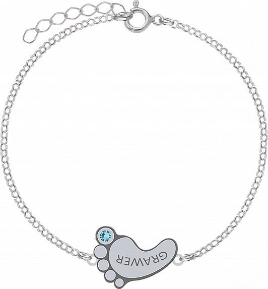Radziszewska Jewellery Bransoletka srebrna Stópka Dziecka GRAWER GRATIS