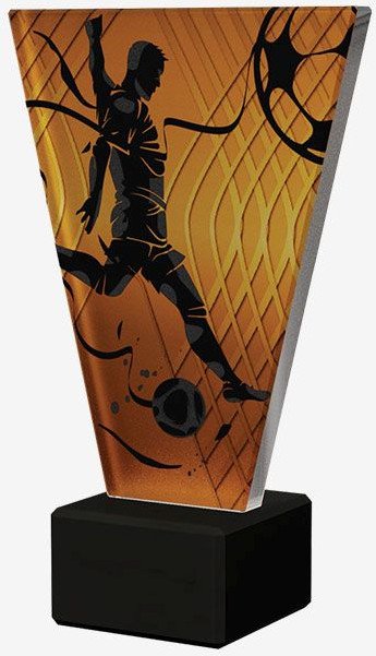 Victoria Sport Monochromatyczne trofeum szklane na podstawie marmurowej - PIŁKA NOŻNA PIŁKARZ