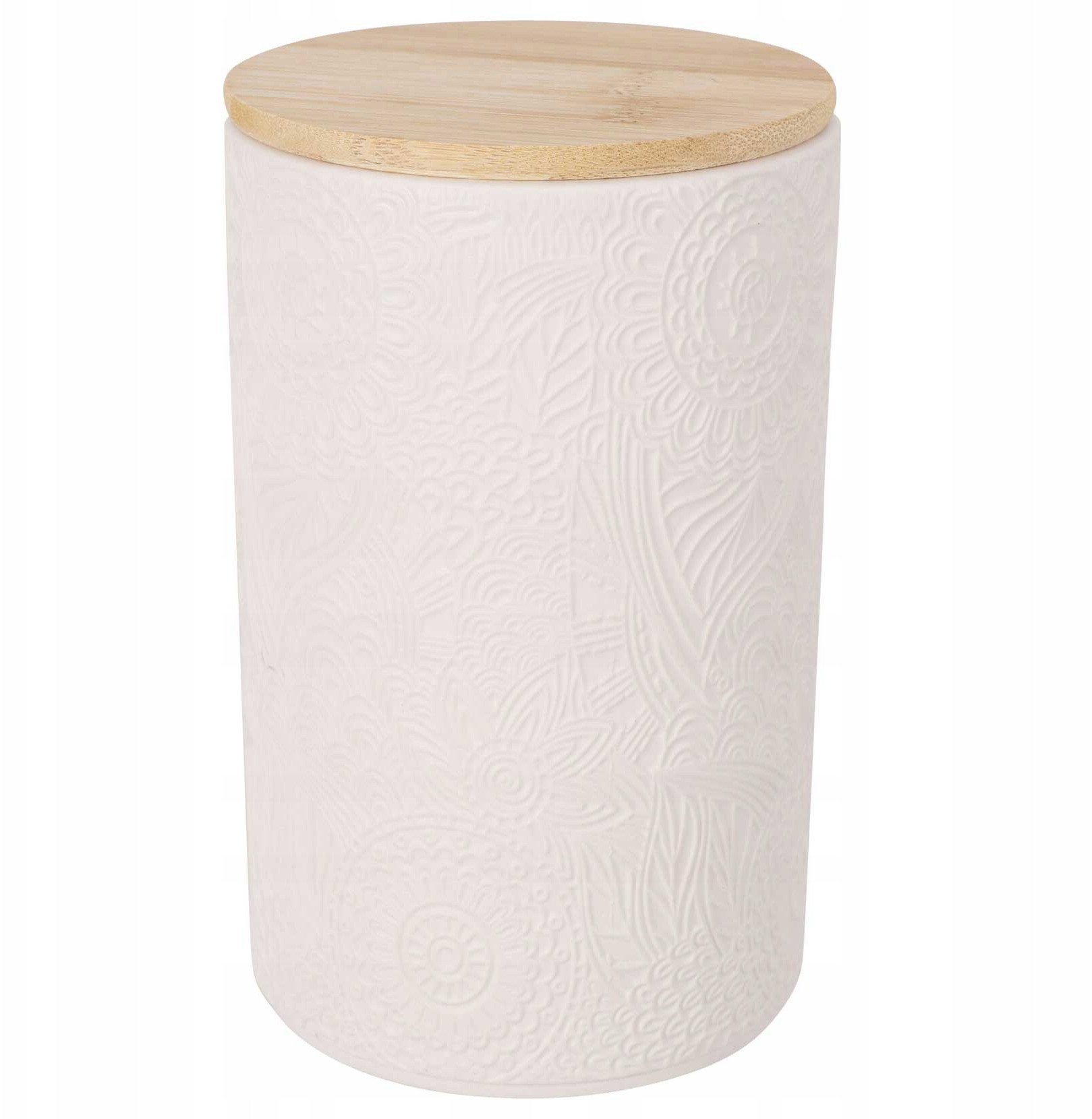Słoik ceramiczny z pokrywką z bambusa, Ø 10 x 16 cm