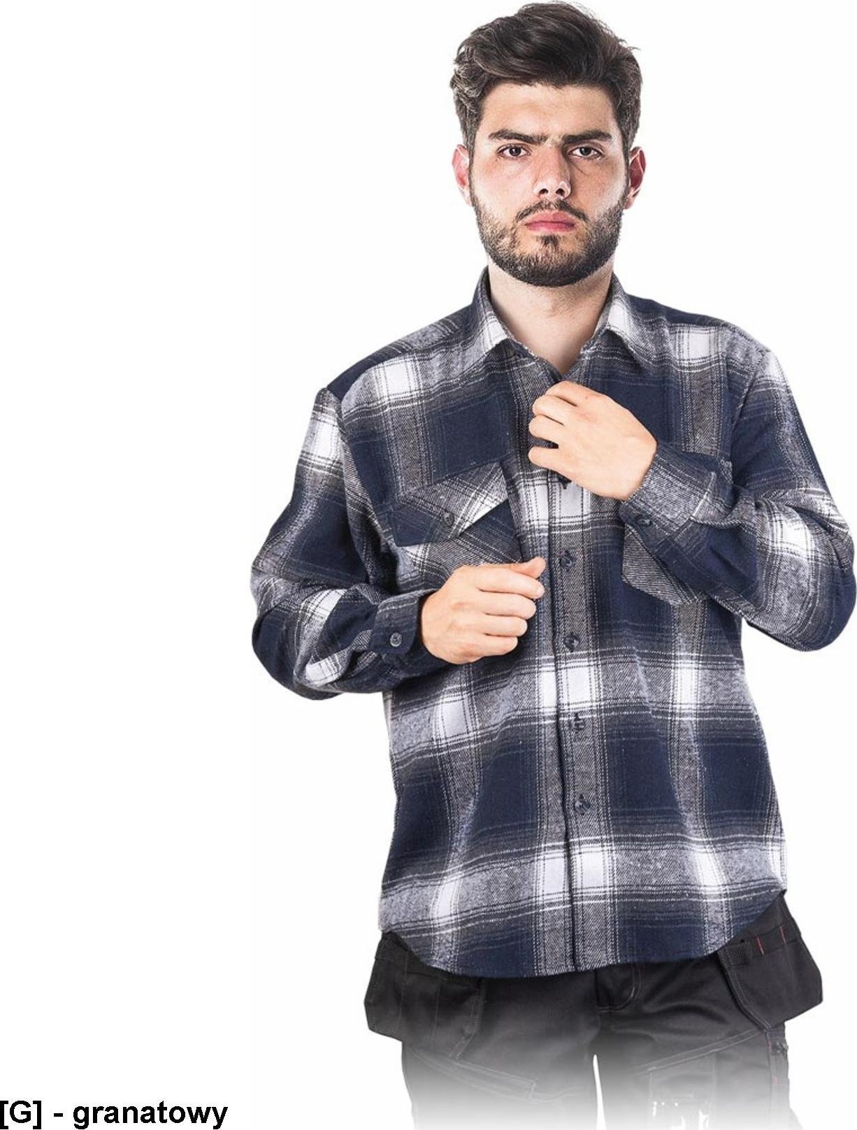 R.E.I.S. KFLUX - koszula flanelowa ocieplan - granatowy 2XL