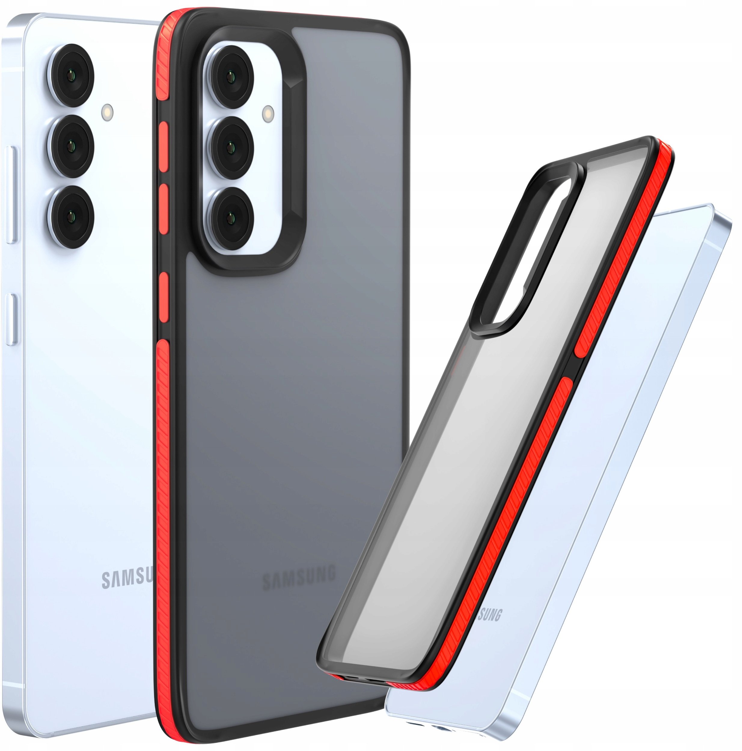 Etui Do Samsung Galaxy S25 (Matowe, Czerwona Ramka, Bumper, Plecki, Case)