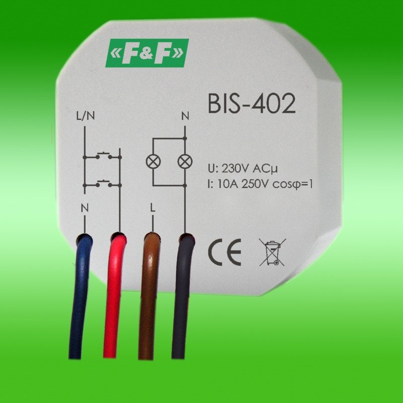 F&F Przekaźnik impulsowy 230V 16A montaż w puszce p/t - BIS-402
