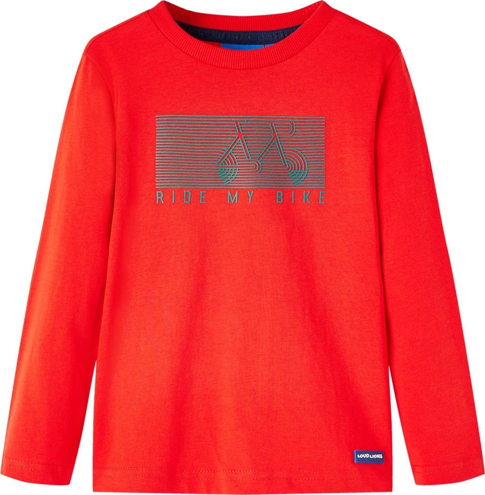 vidaXL Koszulka dziecięca z długimi rękawami, z rowerem, czerwona, 116