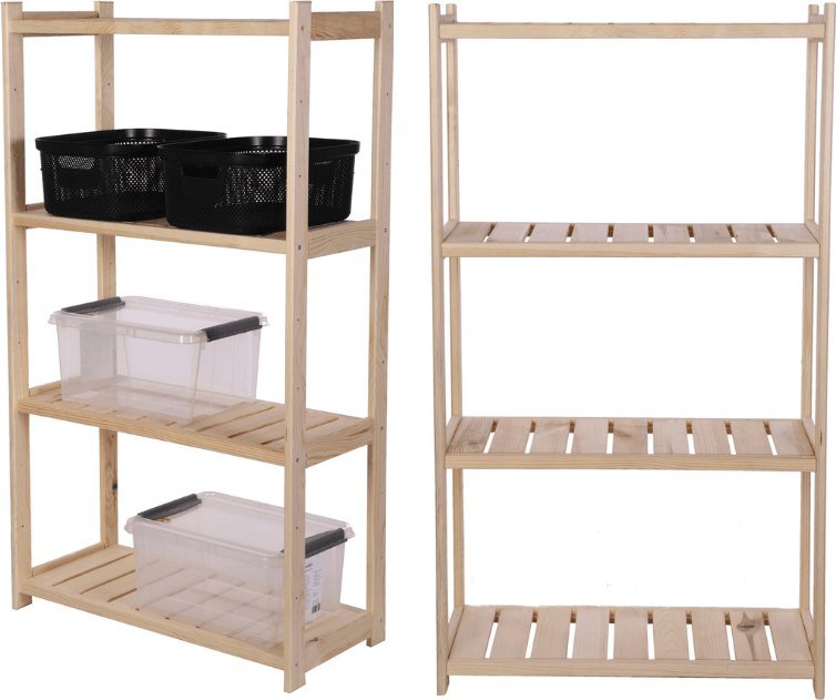 Wamar-Sosenka Regał drewniany do spiżarni LSR 4 półki proste Naturalny Półki proste 4 szt Drewno sosnowe