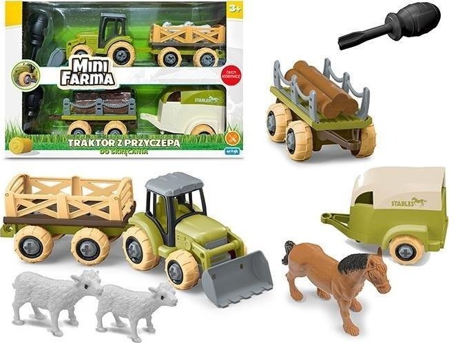 Mini farma traktor z przyczepą do skręcania