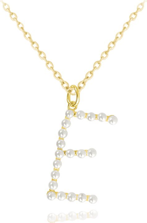 Minet MINET Pozłacany srebrny naszyjnik PERŁY litera E z perłami