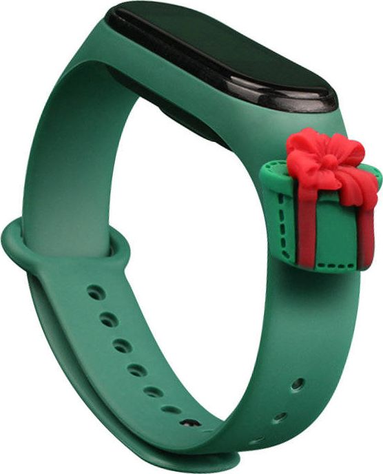 Hurtel Strap Xmas opaska do Xiaomi Mi Band 4 / Mi Band 3 silikonowy pasek bransoletka ciemnozielony
