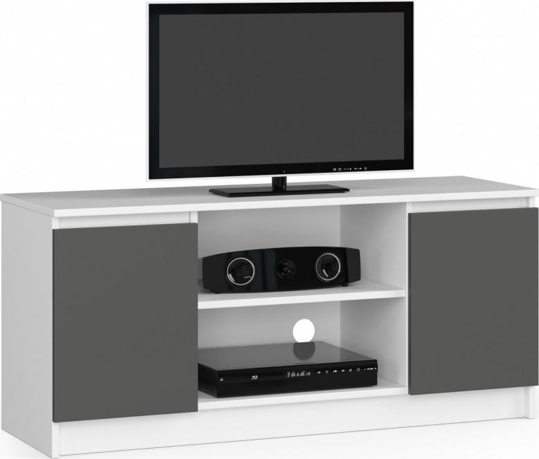 Fabryka Mebli Akord Szafka RTV 120 cm pod telewizor - biała-grafit szary