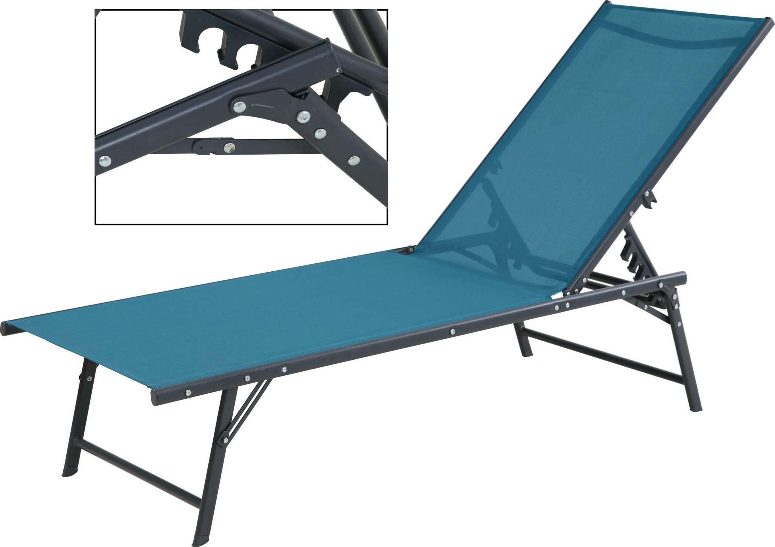 kontrast Składany Leżak ogrodowy mocny 5-pozycyjny mechanizm SANYA turkusowy