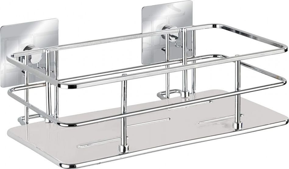 Koszyk prysznicowy Wenko wieszak prysznicowy i wannowy Quadro Turbo-Loc 24 cm stal nierdzewna srebrna