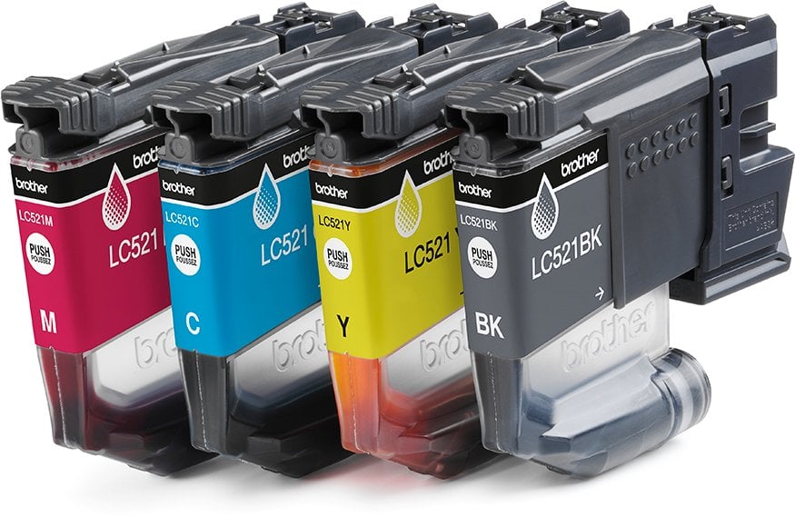 Brother LC521VAL nabój z tuszem 4 szt. Oryginalny Czarny, Cyjan, Purpurowy, Żółty