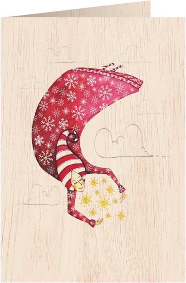 Cozywood Karnet drewniany C6 + koperta. Święta, Kobieta