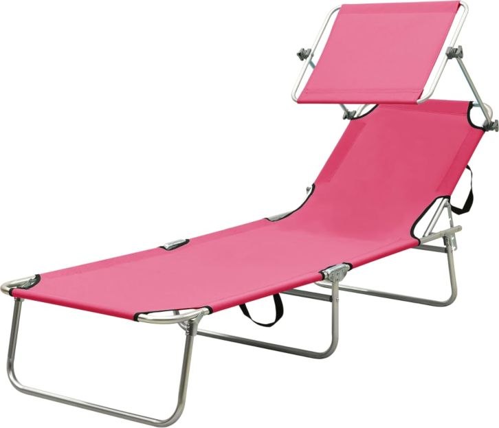 Elior Różowy leżak ogrodowy z zadaszeniem - Lorenzo