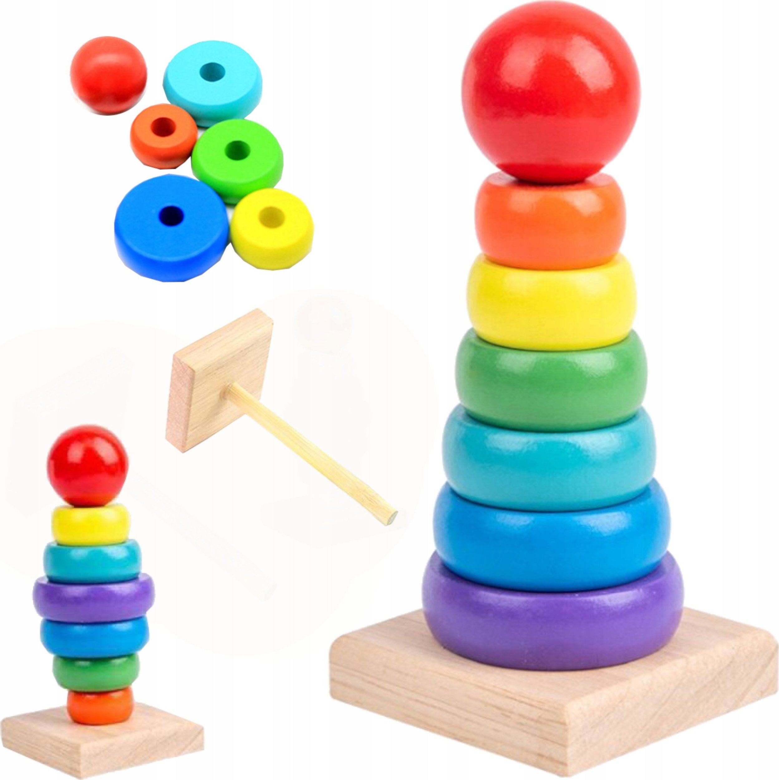 Sorter drewniany tęczowa wieża piramida kolor SC-2